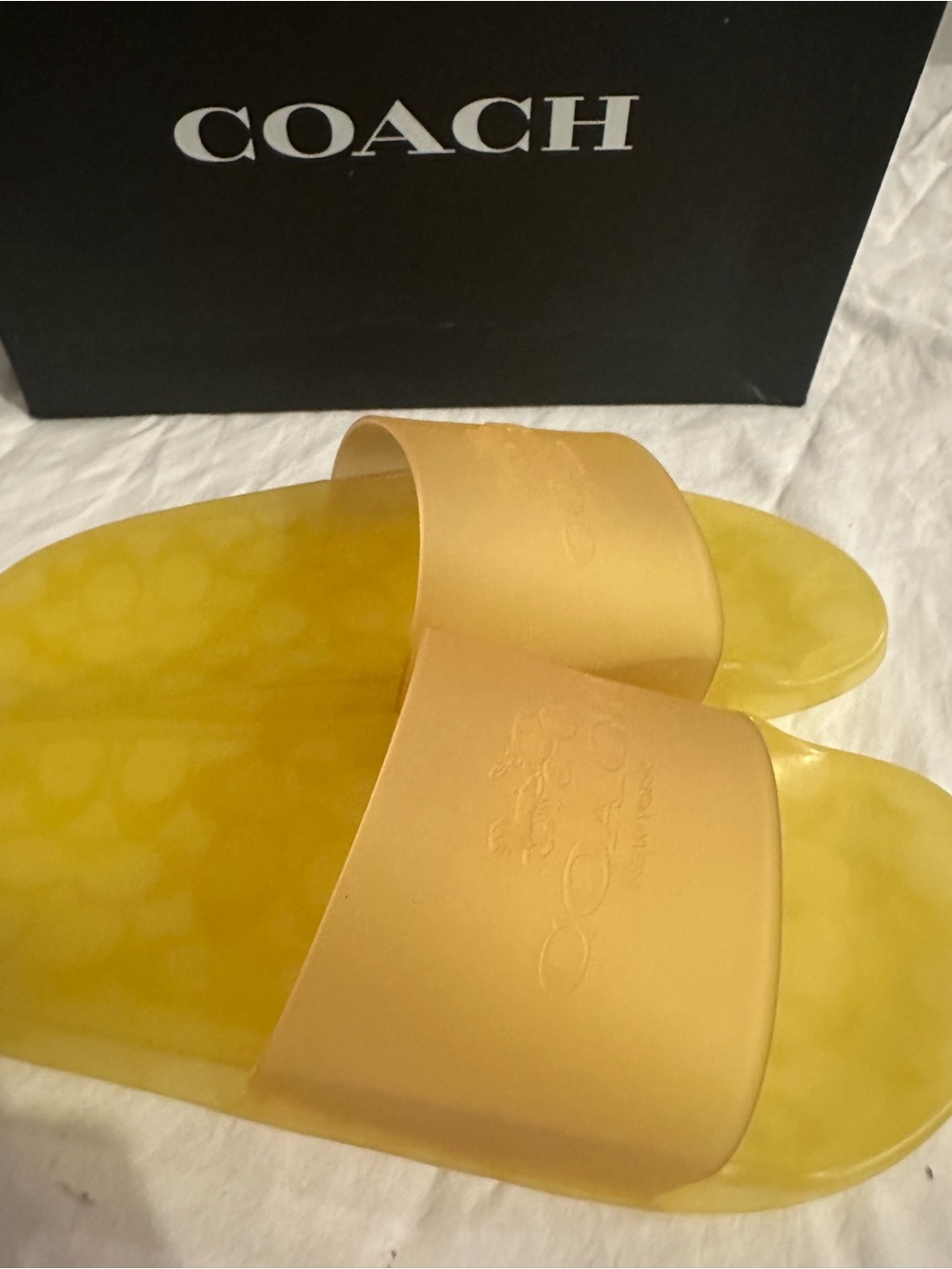 Coach Translucent Yellow Slide Sandals - Picture 3 of 5